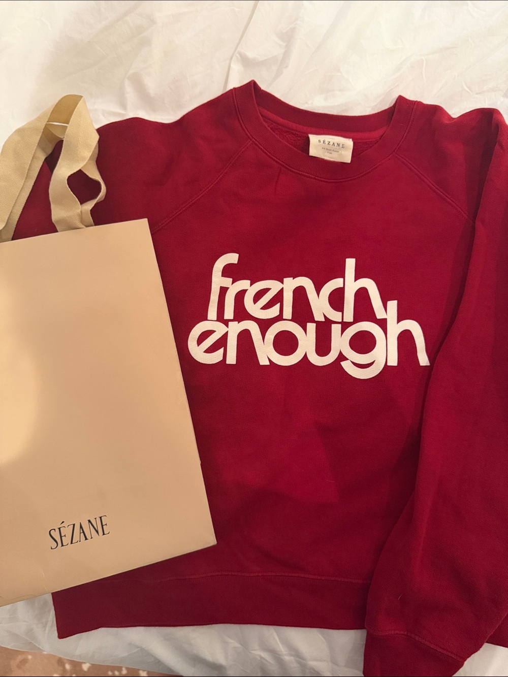 Sezane Viral ‘FRENCH ENOUGH’ Sweatshirt
100% Cotton Sz XS